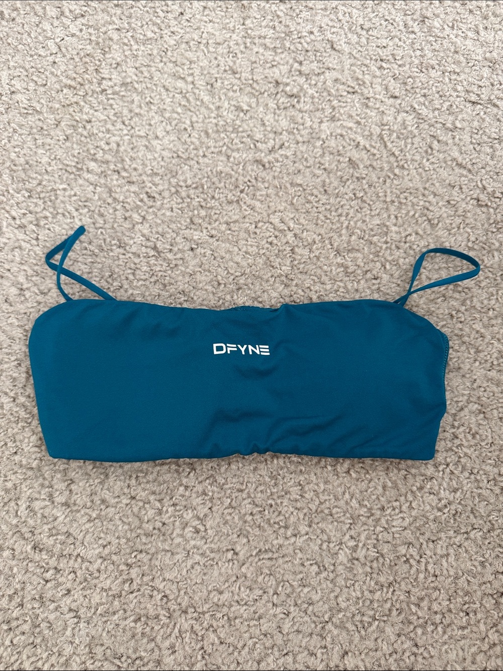 Dfyne Teal Bandeau Active Top with Thin Straps